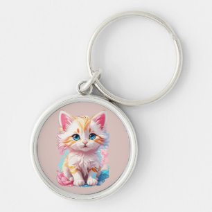 Colourful Cute Kawaii Kitten Key Ring