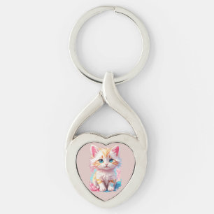 Colourful Cute Kawaii Kitten Key Ring