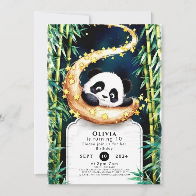Colourful Cute Kids' Panda Birthday Invitation (Front)