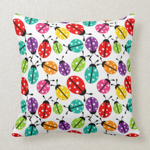 Colourful Cute Lady Bug Seamless Pattern Cushion