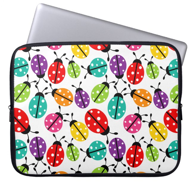 Colourful Cute Lady Bug Seamless Pattern Laptop Sleeve (Front)