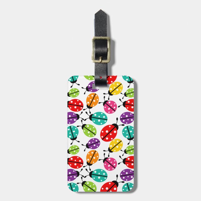 Colourful Cute Lady Bug Seamless Pattern Luggage Tag (Front Vertical)