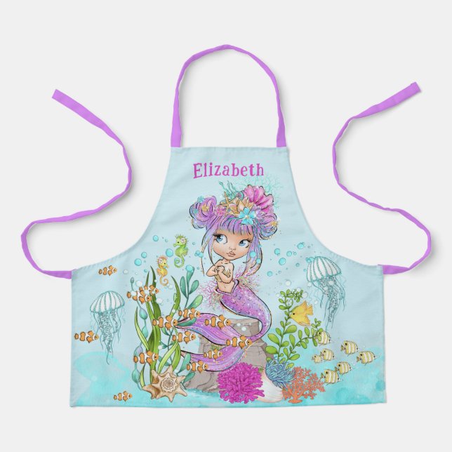 Colourful Cute Little Mermaid  Under the Sea Apron (Front)