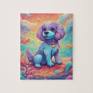 Colourful Cute Little Watercolor Dog Jigsaw Puzzle