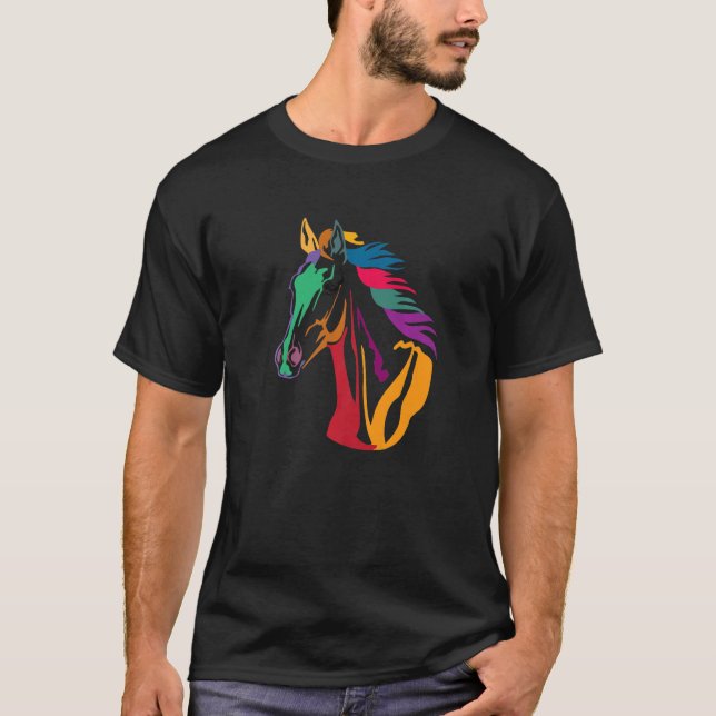 Colourful Cute Love Horse Head For Men Women Kids  T-Shirt (Front)