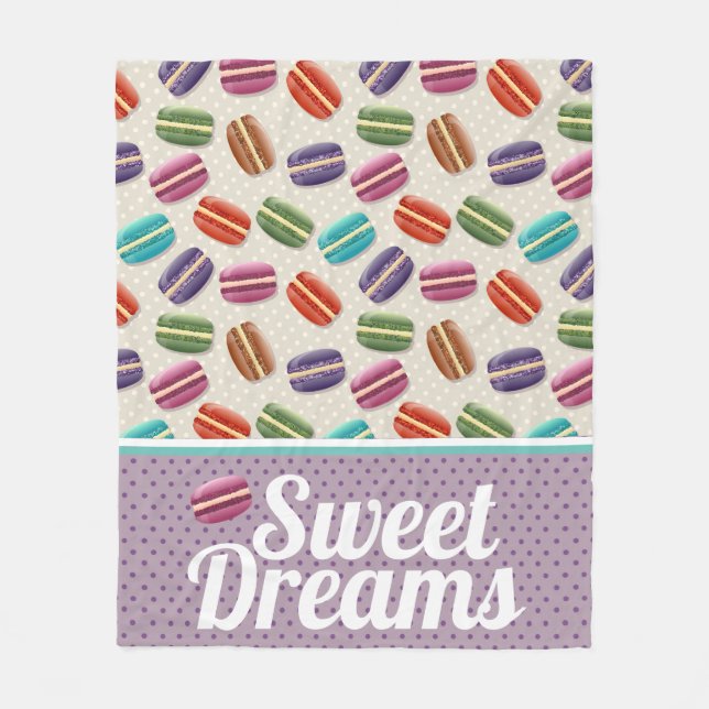 Colourful Cute Macaroons Sweet Dreams Pattern Fleece Blanket (Front)