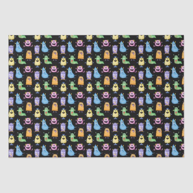 Colourful Cute Monsters Tissue Paper (Front)