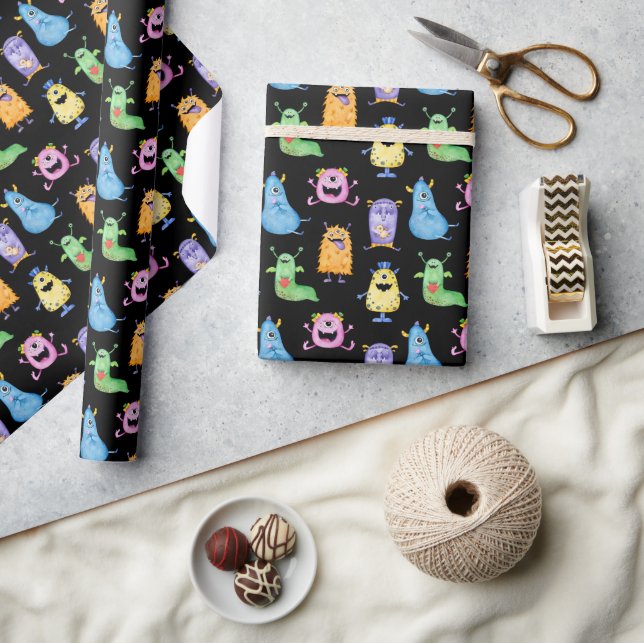 Colourful Cute Monsters Wrapping Paper (Crafts)
