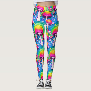 Colourful Cute Mushroom Seamless Pattern Leggings