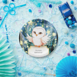 Colourful Cute Owl Birthday Paper Plate