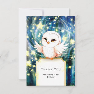 Colourful Cute Owl Birthday Thank You Card