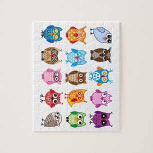 Colourful cute owls jigsaw puzzle