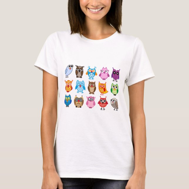 Colourful cute owls T-Shirt (Front)