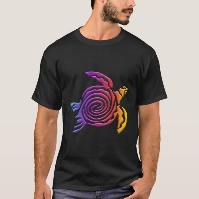 Colourful Cute Psychedelic Sea Turtle Ocean Animal T-Shirt (Front)