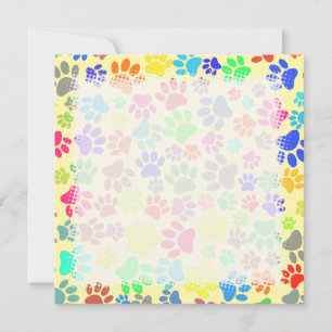 Colourful Cute Puppy Paw Prints  Card