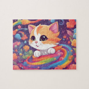 Colourful Cute Rainbow Cat Jigsaw Puzzle
