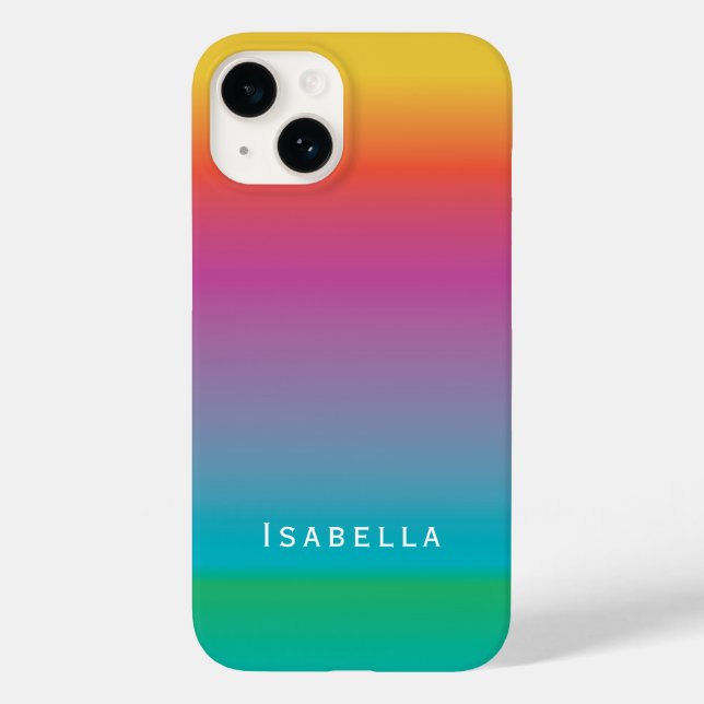 Colourful Cute Rainbow Gradient Ombre Monogram Case-Mate iPhone Case (Back)