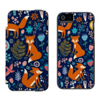 Colourful Cute Red Foxes & Flowers