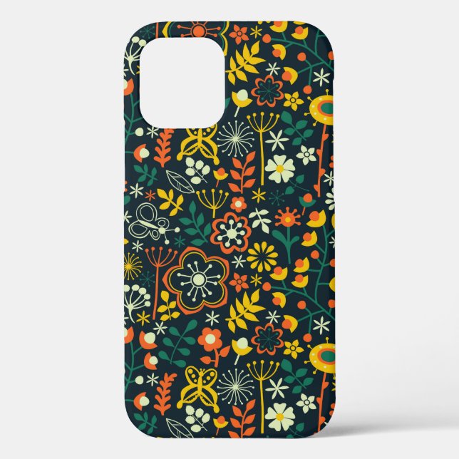 Colourful Cute Retro Floral Pattern Case-Mate iPhone Case (Back)