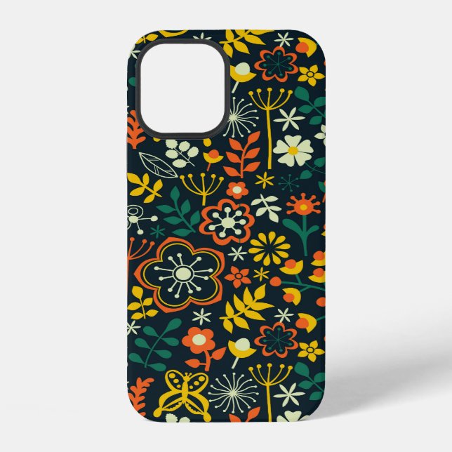 Colourful Cute Retro Floral Pattern iPhone Case (Back)