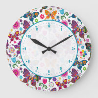 Colourful Cute Retro Flowers & Butterflies Pattern
