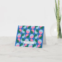 Colourful Cute Retro Yin Yang Blue Personalised