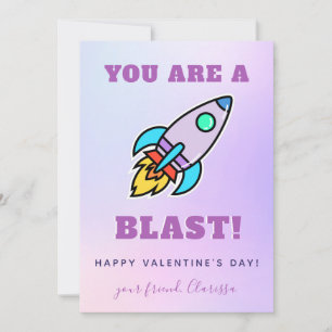 Colourful Cute Rocket School Friend Valentine's Da Holiday Card