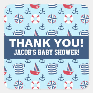 Colourful Cute Sailboat Anchor Nautical Party Square Sticker