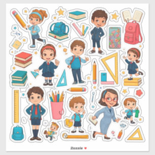 Colourful Cute School Stickers Set