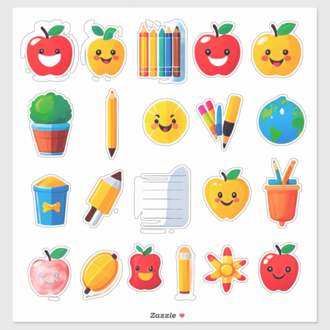 Colourful Cute School Stickers Set (Sheet)