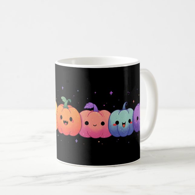 Colourful Cute & Spooky Jack-O-Lanterns Mug (Front Right)