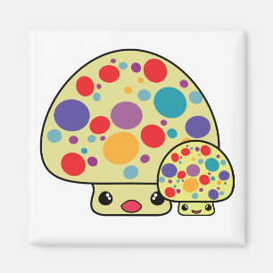 Colourful Cute Spotted Kawaii Mushroom Toadstools Magnet