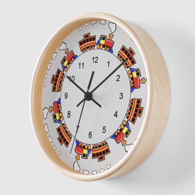 Colourful Cute Toy Train Motif  Clock (Angle)