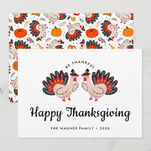 Colourful Cute Turkey Happy Thanksgiving  Holiday Card
