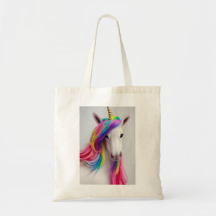 Colourful Cute Unicorn Girl Rainbow Hair Tote Bag