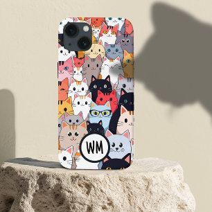Colourful Cute Warm Too Many Cats Custom Name    iPhone 13 Case