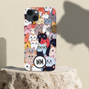 Colourful Cute Warm Too Many Cats Custom Name iPhone 13 Case