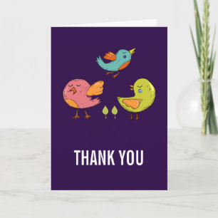 Colourful Cute Whimsical Birds Thank You Card