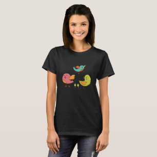 Colourful Cute Whimsical Birds Trio T-Shirt