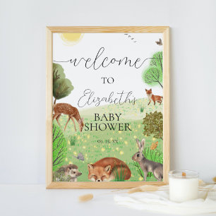 Colourful Cute Woodland Animals Party Welcome Sign