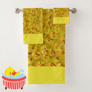 Colourful Cute Yellow Easter Chick Pattern Modern Bath Towel Set
