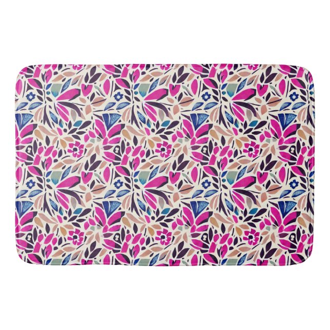 Colourful Cutouts Botanical Pattern Bath Mat (Front)