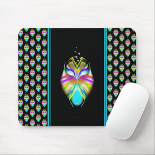 Colourful Cyan and Black Oracle Owl Mouse Pad