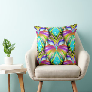 Colourful Cyan and Black Oracle Owl Pattern Cushion