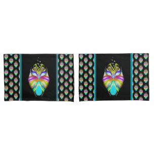 Colourful Cyan and Black Oracle Owl Pillowcase