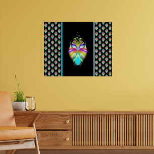 Colourful Cyan and Black Oracle Owl Poster