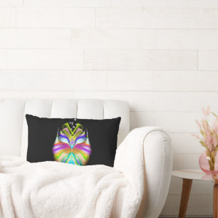 Colourful Cyan Black Oracle Owl Two Looks in One Lumbar Cushion