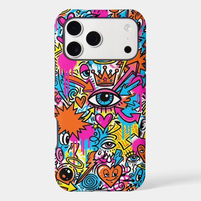 Colourful Cyberpunk Doodle Eye iPhone (Back)