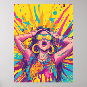 Colourful D Flat Illustration Doodle for Trendy Ra Poster