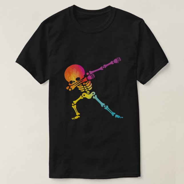 Colourful Dabbing Skeleton T-Shirt (Design Front)